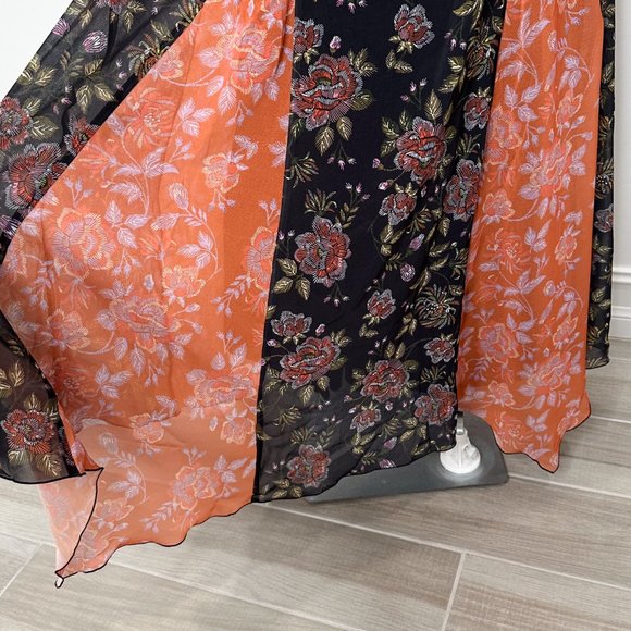 Anthropologie Laia Ines Floral Print Contrast Maxi Dress in Black Motif Size S - Picture 17 of 17
